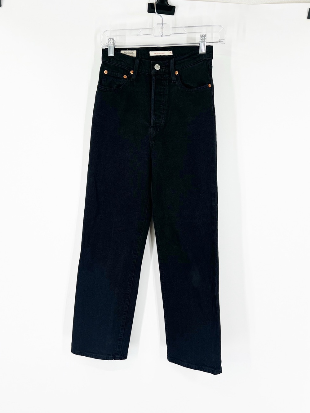 Levi’s Ribcage Straight Jeans Button Fly High Rise Black